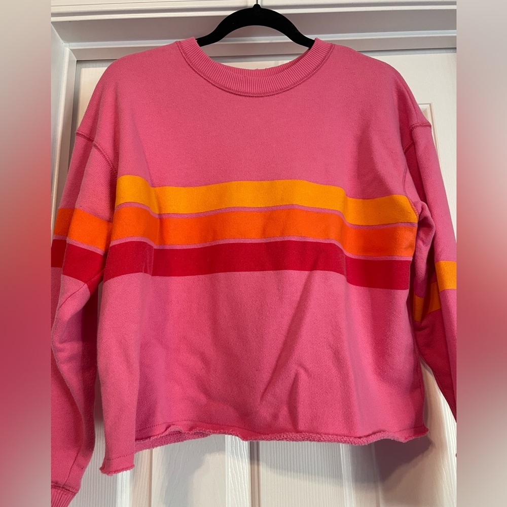 Aerie pink striped sweatshirt size extra small